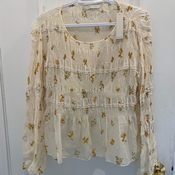 NWT Rebecca Taylor Marigold Fleur Ines Smocked Blouse. Size Small - Picture 4 of 8